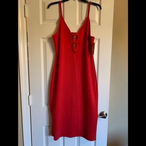 Gianni Bini Sexy Bodycon Red Stretchy Midi Dress